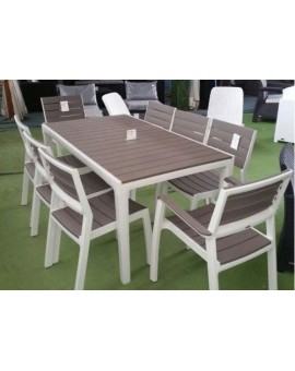 Set da pranzo in resina della keter tavolo 160x90 bianco con sedie Harmony