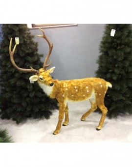 Addobbo natalizio animale renna bambi effetto naturale con pelo mis.140x165h