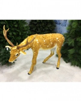 Addobbo natalizio animale renna bambi effetto naturale con pelo mis.130x105h