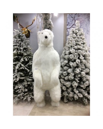 Addobbo natalizio orso bianco naturale suona muove il collo addobbo negozio