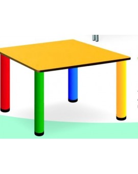 Banco quadrato per asilo mis.80x80 vari colori con gambe colorate multicolor