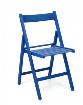 4x sedia pieghevole in legno di faggio colore blu pieghevole da giardino