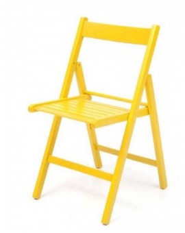 4x sedia pieghevole in legno di faggio colore giallo da giardino