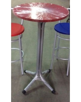 Tavolo snack alto struttura in metallo piano in polimerico rosso diametro 60