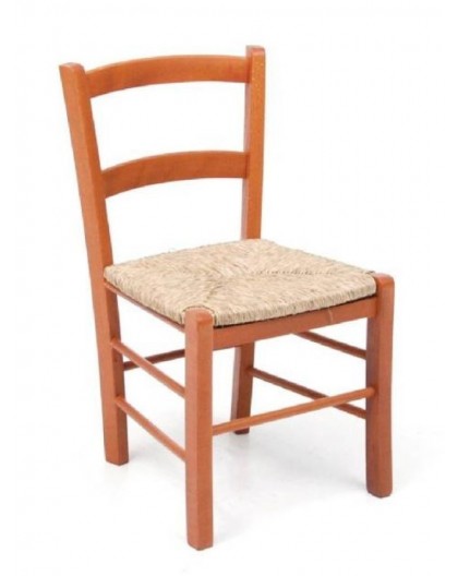 Sedia in legno Per Ristorante con seduta in paglia mod.col.ciliegio Mod.mezza
