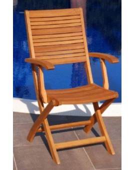 Poltrona sedia con braccioli in legno dieucalipto per esterno arredo giardino