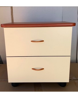 Comodino con 2 cassetti moderno per camera da letto col.ciliegio e avorio