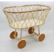 Culla per neonati in bambu ovale naturale con ruote in legno vintage mod.lucia