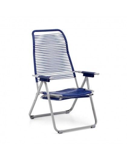 Sdraio sedia cordonata blu struttura in metallo per esterno estate arredo