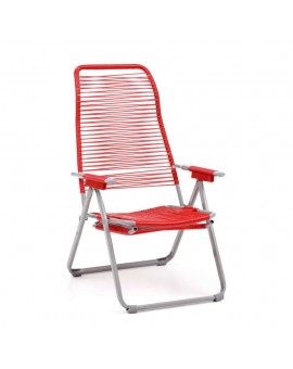 Sdraio sedia cordonata rossa struttura in metallo per esterno estate arredo