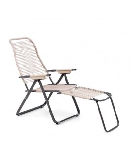 Sdraio sedia cordonata ecru struttura in metallo per esterno estate arredo