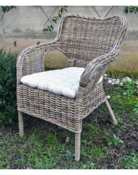 Poltrona per esterno grigio kariba in vimini naturale con cuscino arredo casa arredo giardino relax