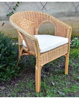 POLTRONA IN RATTAN KELY COLORE NATURALE MIELE C/CUSCINO