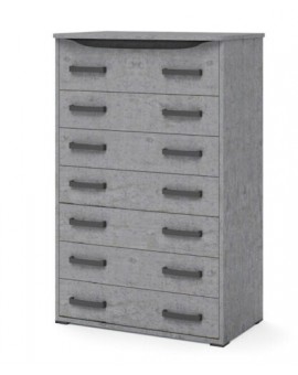 Settimino maxy in legno  grigio cemento a 7 cassetti moderno