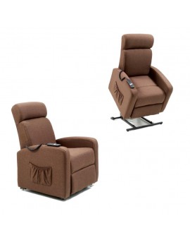 Poltrona relax recliner marta in tessuto marrone con motore elettrico casa arredo sala