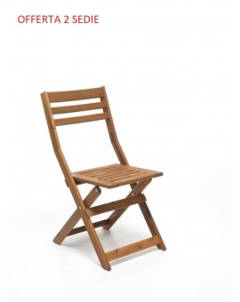 Sedia in legno di acacia da giardino offerta 2 pezzi arredo esterno mod.arleston