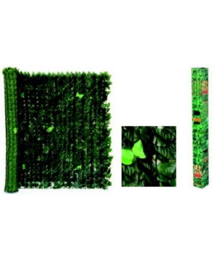 Recinzione artificiale in foglie misura 1x3mt con rete di sostegno Verde