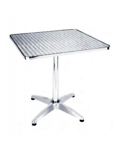 Tavolo quadrato 60x60 basso in alluminio da bar completa piano in acciaio inox