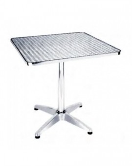 Tavolo quadrato 70x70 basso in alluminio da bar completa piano in acciaio inox
