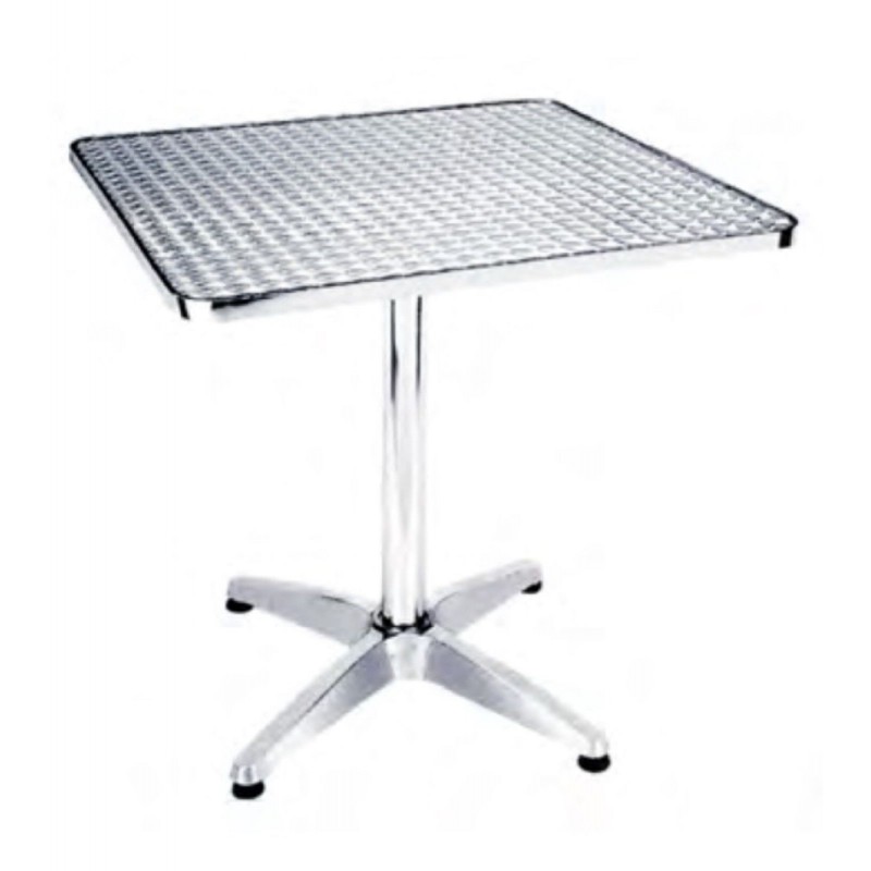 Tavolo quadrato 70x70 basso in alluminio da bar con piano in acciaio inox -  Nonsolopoltrone