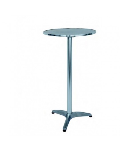 Tavolo alto in alluminio per bar,tavolo snack,pub, diametro 60 piano acciaio