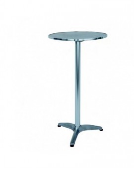 Tavolo alto in alluminio per bar,tavolo snack,pub, diametro 60 comppiano acciaio