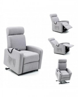 Poltrona relax recliner marta in tessuto grigio con motore elettrico casa arredo salot