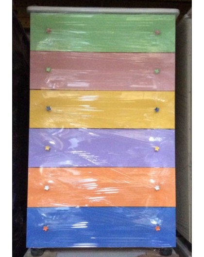 Settimino mobile arredo cassetti melaminico montato multicolor cm 75