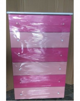 Settimino bianco mobile cassett in melaminico montato colore rosa e fuxia cm 75