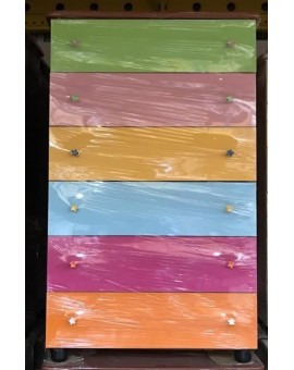 Settimino da camera mobile cassetti varicolori colorati cassa ciliegio 75 cm