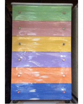Settimino bianco mobile cassettone in melaminico montato multicolor cm 75